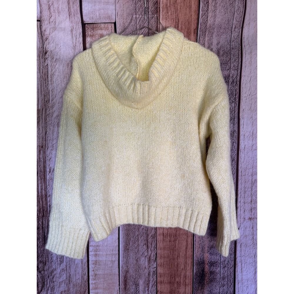 Pilcro Hooded Sweater Chunky Knit Butter Yellow Cozy XS Winter Neutral NWT Flaw - Picture 2 of 11